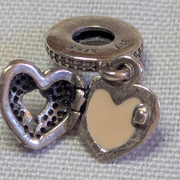 Pandora Angel Wings Dangle with Pink Enamel Locket Charm - Picture 3 of 13